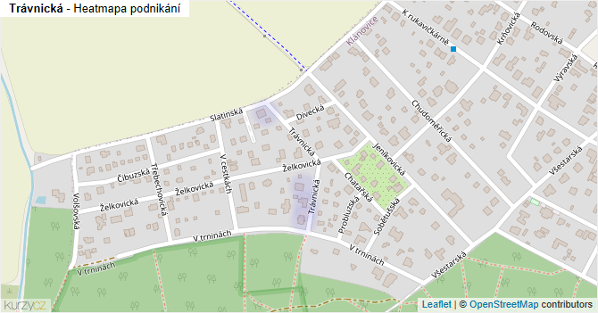 Trávnická - mapa podnikání