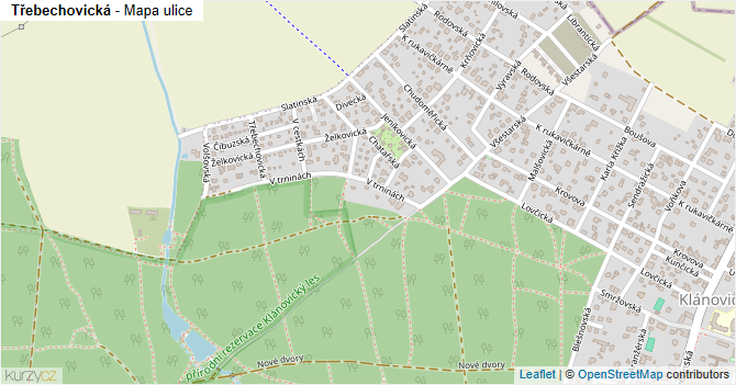 Třebechovická - mapa ulice