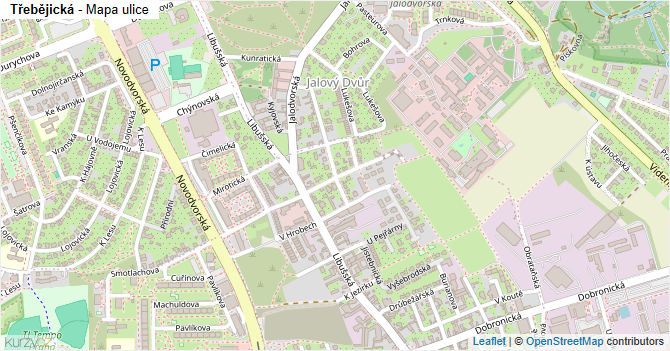 Třebějická - mapa ulice