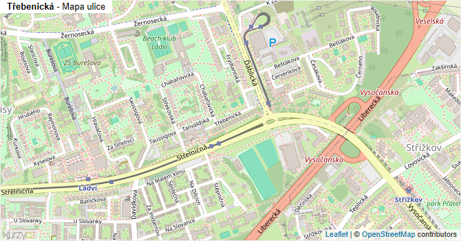 Třebenická - mapa ulice