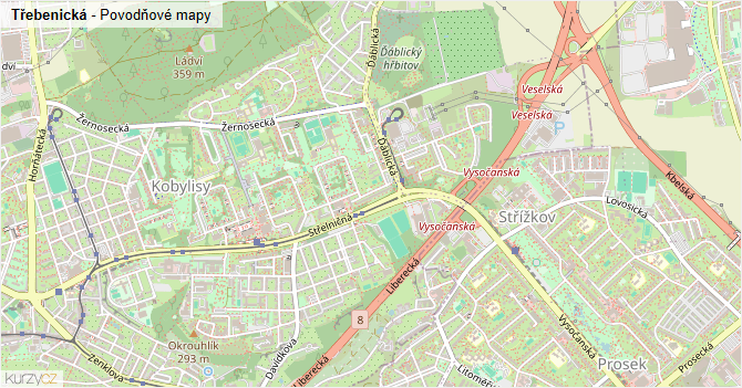 Třebenická - záplavové mapy stoleté vody