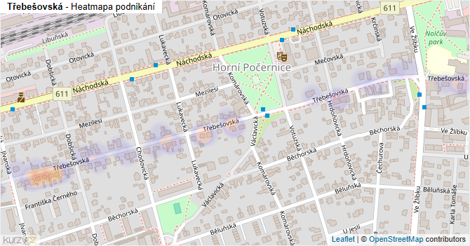 Třebešovská - mapa podnikání