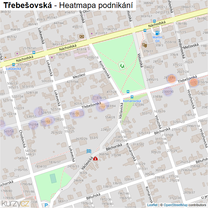 Mapa Třebešovská - Firmy v ulici.