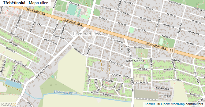 Třebětínská - mapa ulice