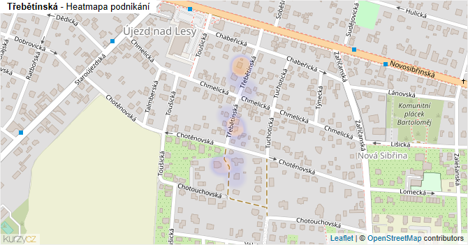 Třebětínská - mapa podnikání