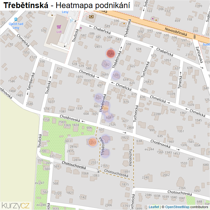 Mapa Třebětínská - Firmy v ulici.