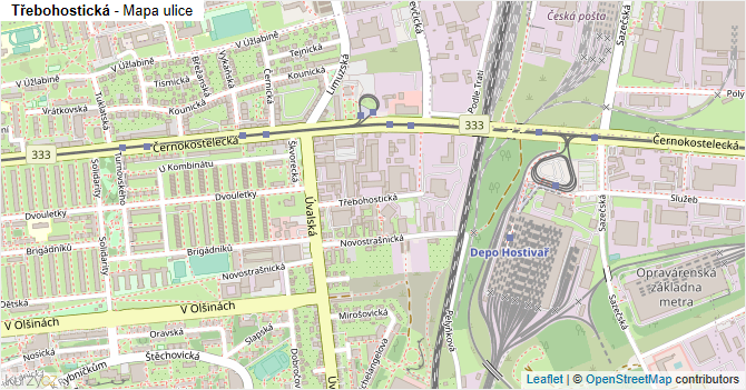 Třebohostická - mapa ulice