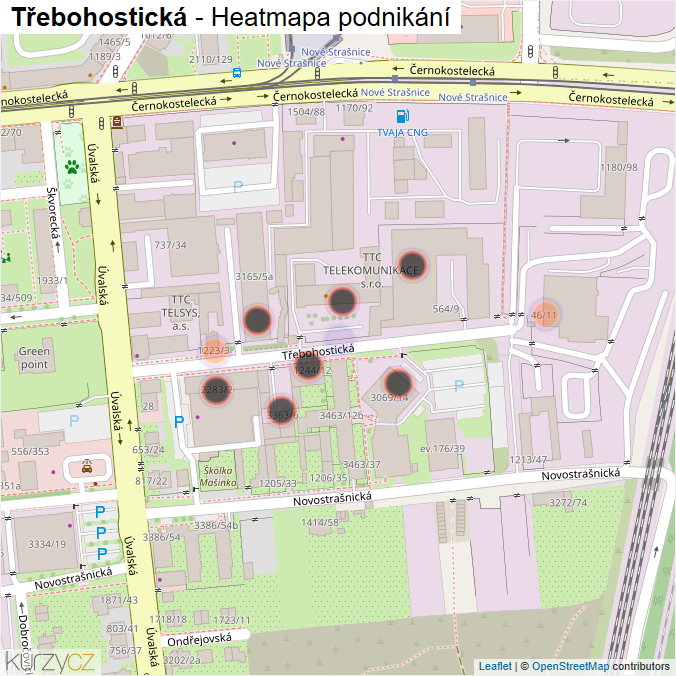 Mapa Třebohostická - Firmy v ulici.