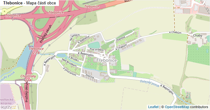 Třebonice - mapa části obce