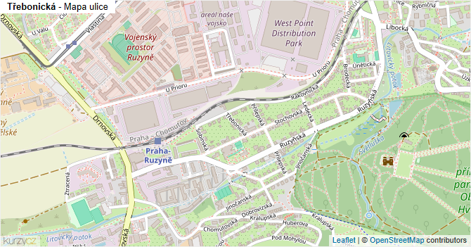 Třebonická - mapa ulice
