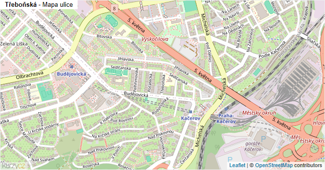 Třeboňská - mapa ulice
