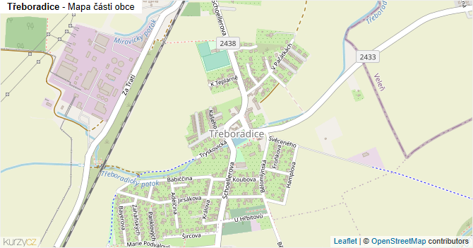 Třeboradice - mapa části obce