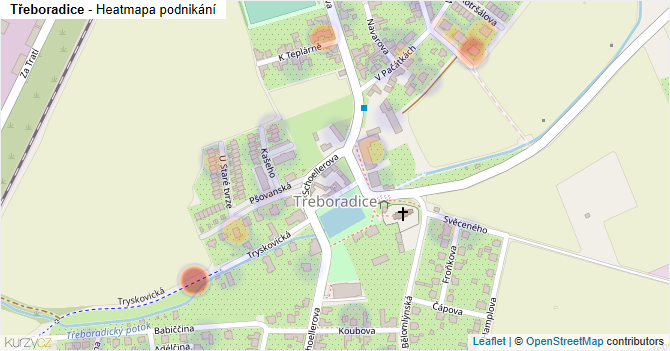 Třeboradice - mapa podnikání