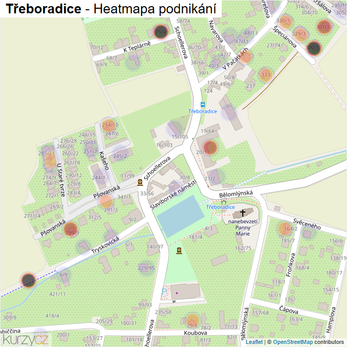 Mapa Třeboradice - Firmy v části obce.