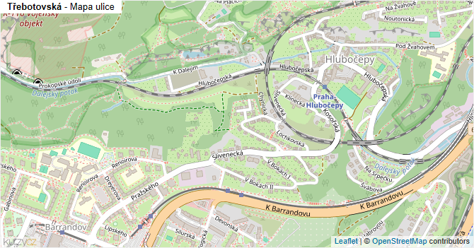 Třebotovská - mapa ulice