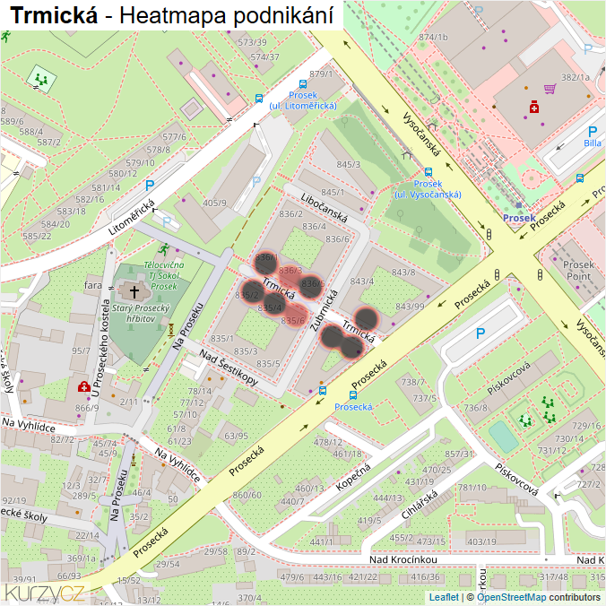 Mapa Trmická - Firmy v ulici.