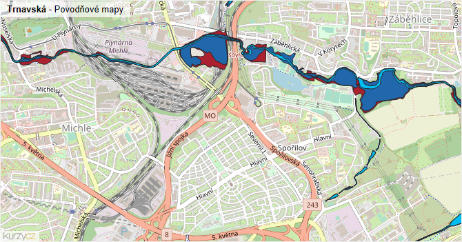 Trnavská - záplavové mapy stoleté vody