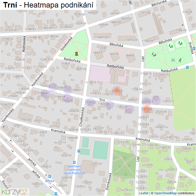 Mapa Trní - Firmy v ulici.