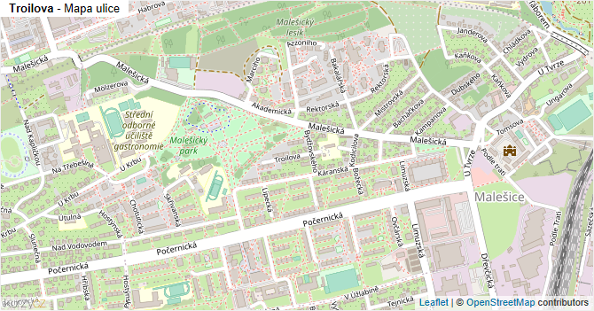 Troilova - mapa ulice