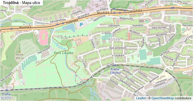Trojdílná - mapa ulice