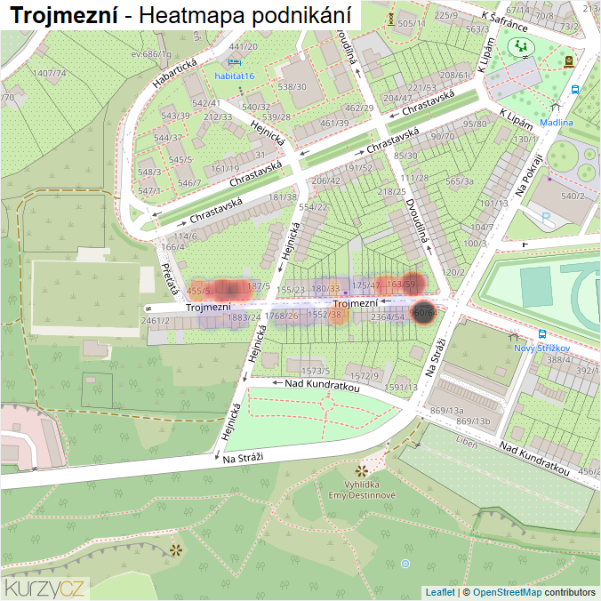 Mapa Trojmezní - Firmy v ulici.