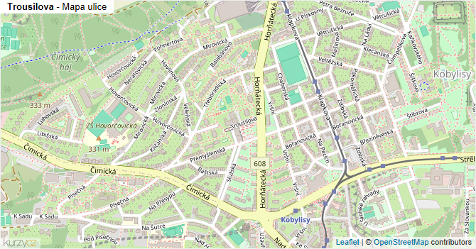 Trousilova - mapa ulice