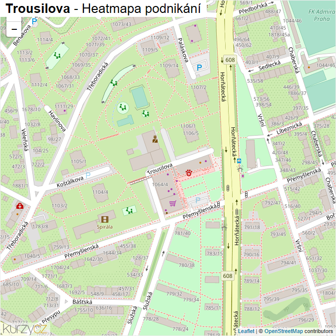 Mapa Trousilova - Firmy v ulici.