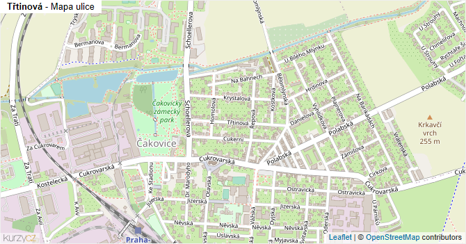 Třtinová - mapa ulice