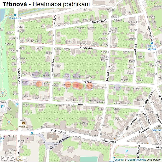 Mapa Třtinová - Firmy v ulici.