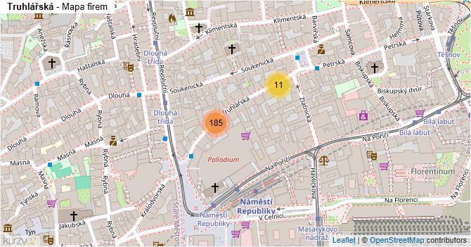 Truhlářská - mapa firem