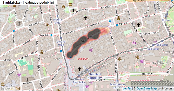 Truhlářská - mapa podnikání