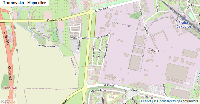 Trutnovská - mapa ulice