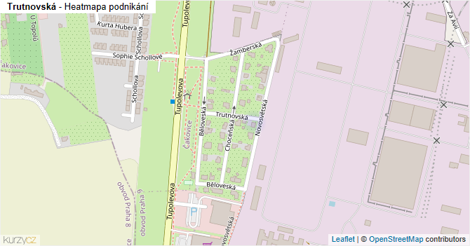Trutnovská - mapa podnikání