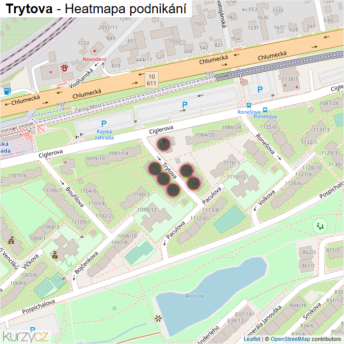Mapa Trytova - Firmy v ulici.