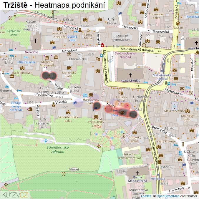 Mapa Tržiště - Firmy v ulici.