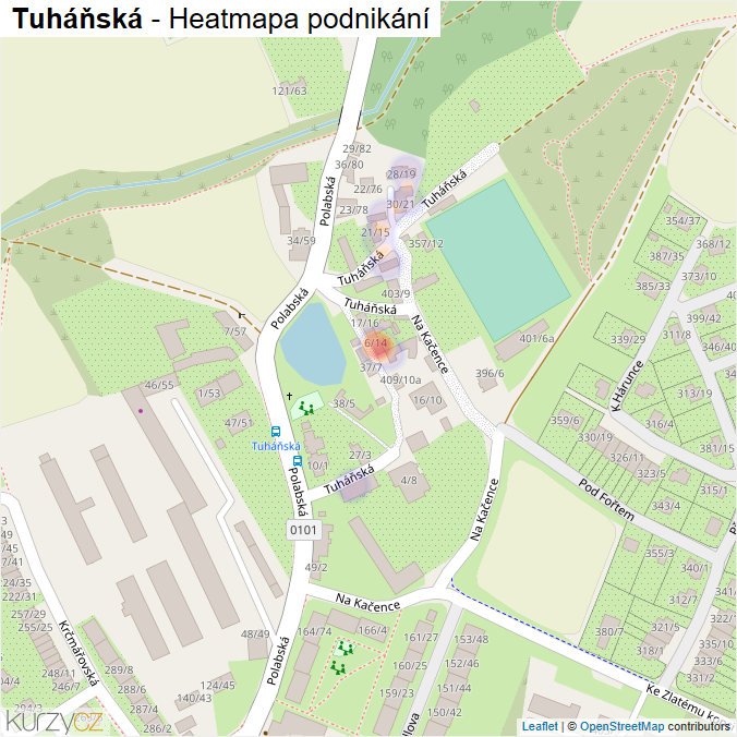 Mapa Tuháňská - Firmy v ulici.