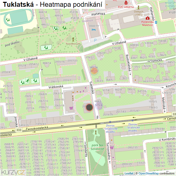 Mapa Tuklatská - Firmy v ulici.