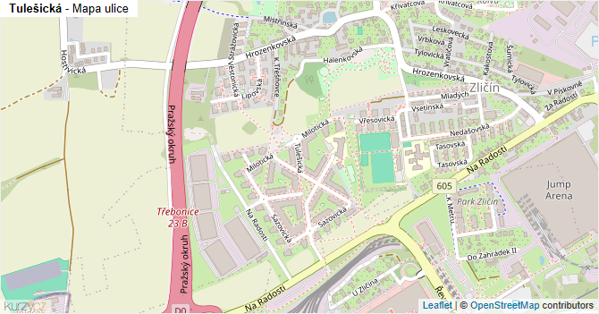 Tulešická - mapa ulice