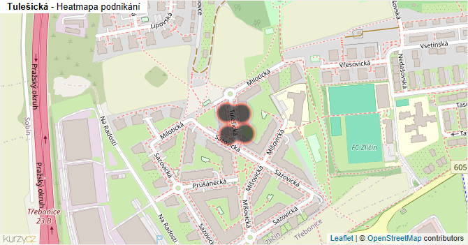 Tulešická - mapa podnikání
