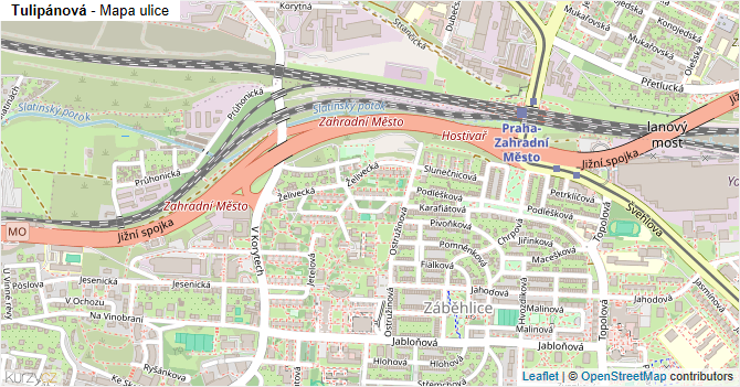 Tulipánová - mapa ulice
