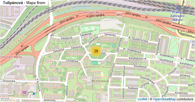 Tulipánová - mapa firem