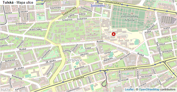 Tulská - mapa ulice