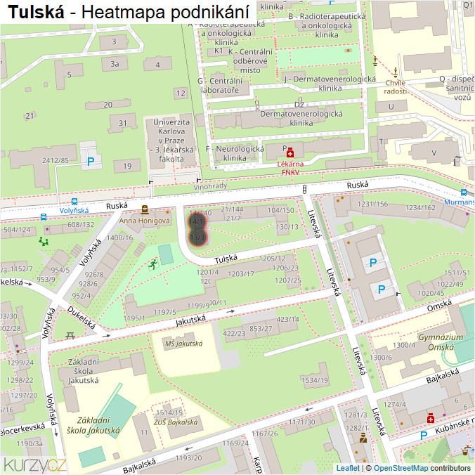 Mapa Tulská - Firmy v ulici.