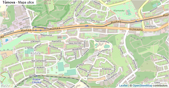 Tůmova - mapa ulice
