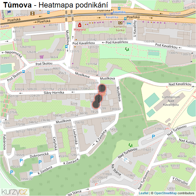 Mapa Tůmova - Firmy v ulici.