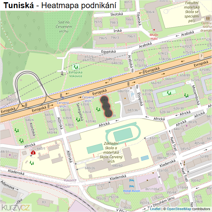 Mapa Tuniská - Firmy v ulici.