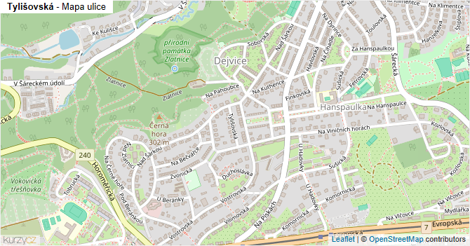 Tylišovská - mapa ulice