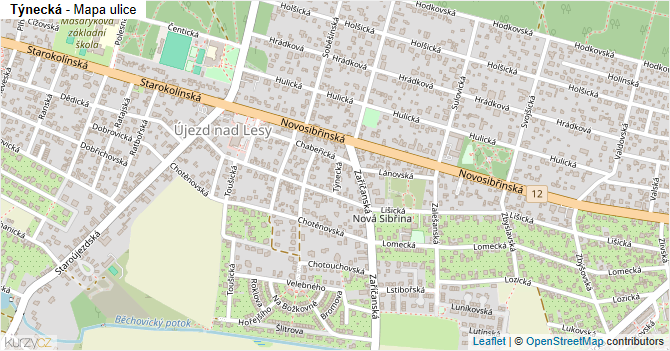 Týnecká - mapa ulice