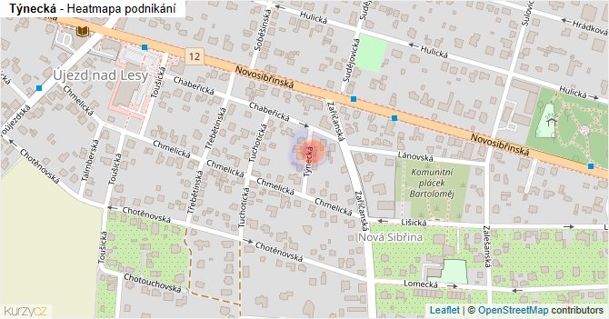 Týnecká - mapa podnikání
