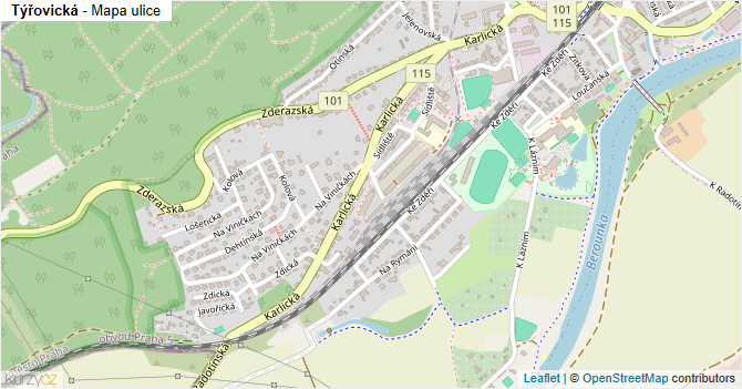Týřovická - mapa ulice